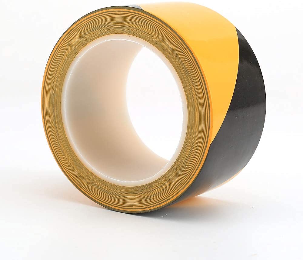 Bilvina 2’’/ 48 mm X 21 Meters Floor Marking Tape | Yellow & Black | Pack of 1