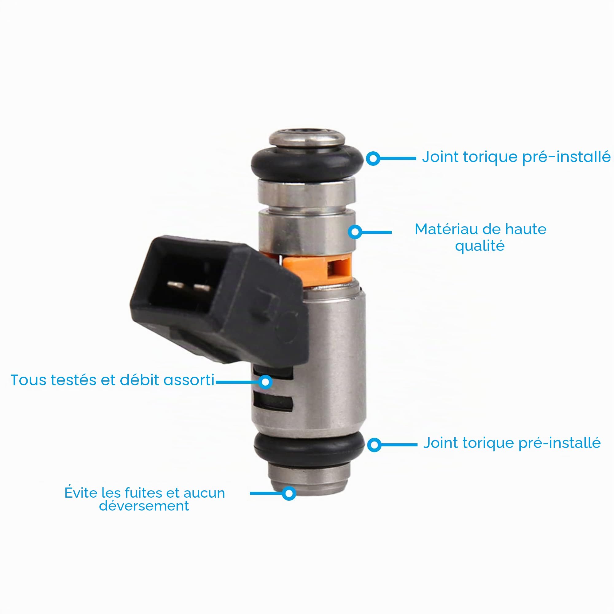 sourcing map Injecteur Carburant IWP160 Pour Fiat Punto 2007-09 2013 1pc | Pour Fiat Punto 12-16, Pour Fiat Doblo 01-16, OE: IWP160 71792994 77363790, Couleur Noir Argent, Dimensions 33x16x48mm