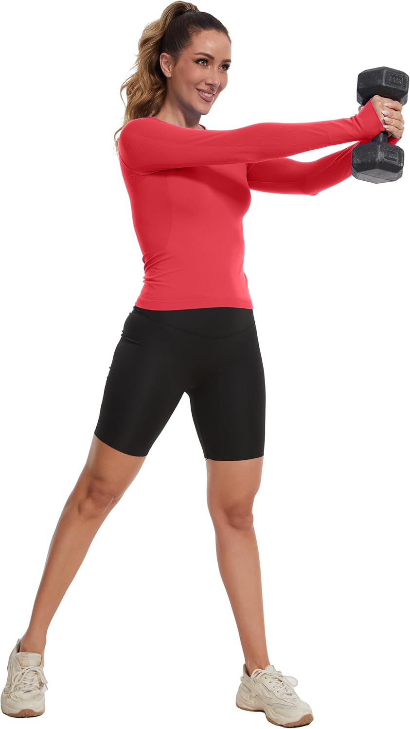 MathCat Seamless Workout Shirts for Women, Long Sleeve Workout Tops for Women, Yoga Sports Athletic Gym Tops - Image 5