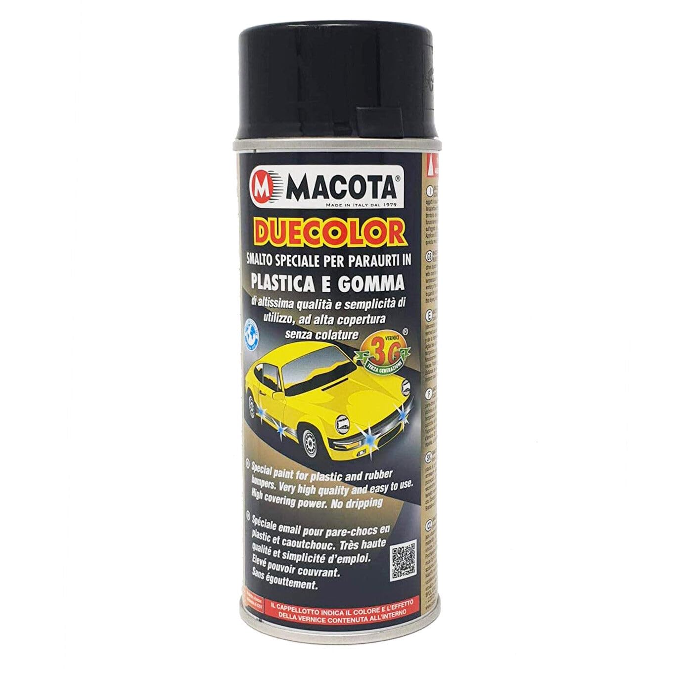 MACOTA Vernice Universale Nera rinnova paraurti fascioni Fasce Uno Turbo Punto Clio EC Vernice Multiuso Nero