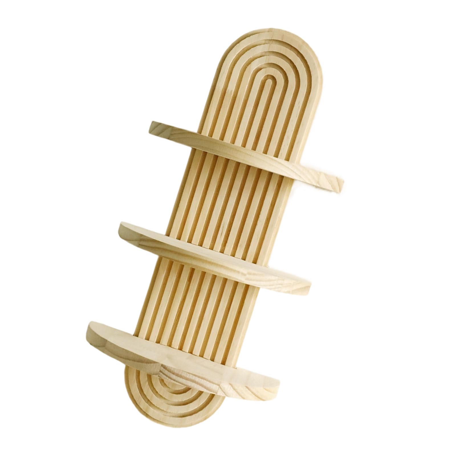 NEWFT Modern 3 Layer Wall Shelf Handcrafted Wooden Plant Pots Display Stand Decorative Storage Solution for Home Wall Decors Wooden Floating Shelf