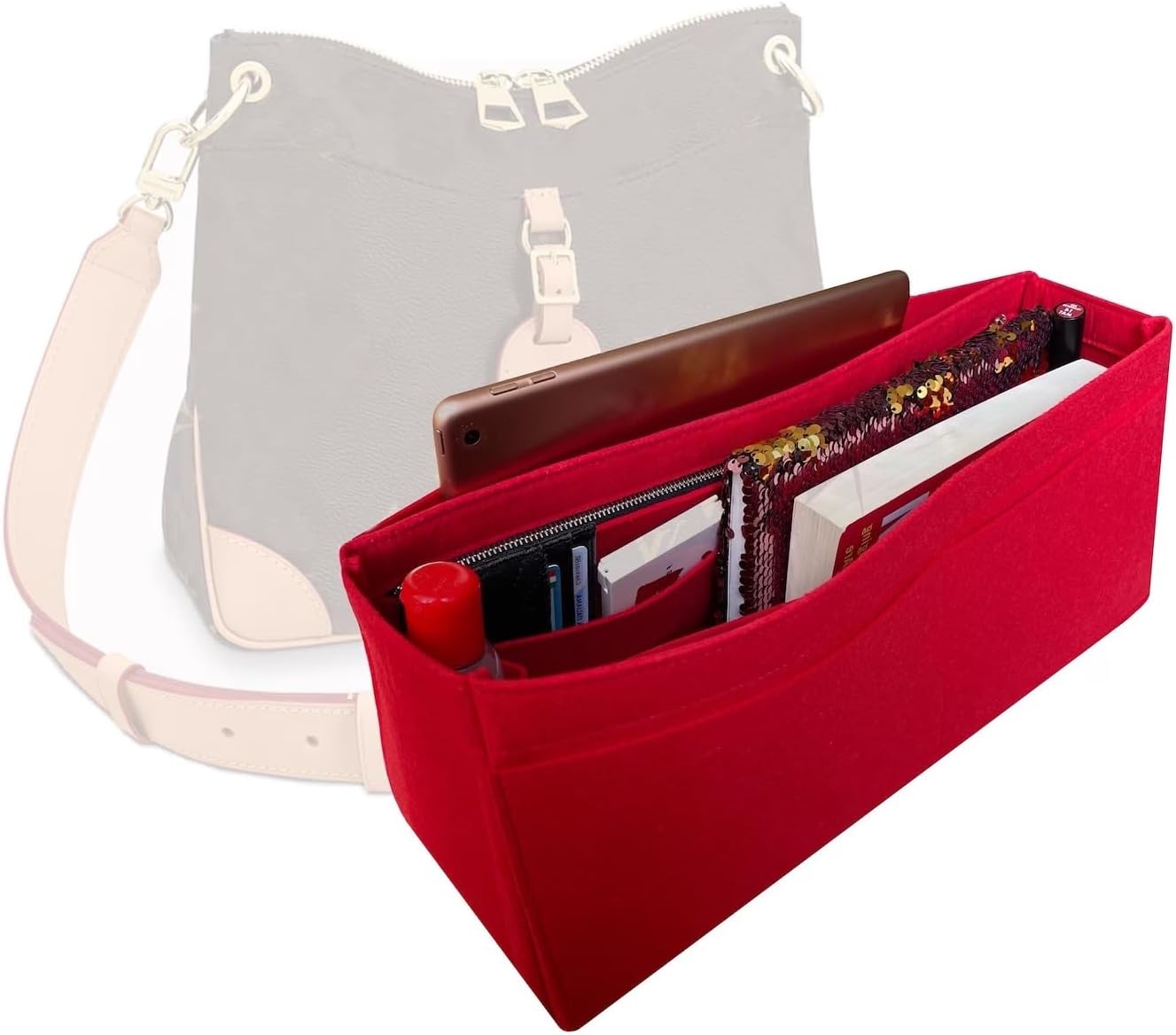 Purse Organizer for Odeon Bag, Lv Odeon PM Purse Organizer, Bag Organizer for Lv Odeon MM, Handmade 2mm Premium Felt Snug Sturdy Gold Zipper (For Odeon PM, Lilac)