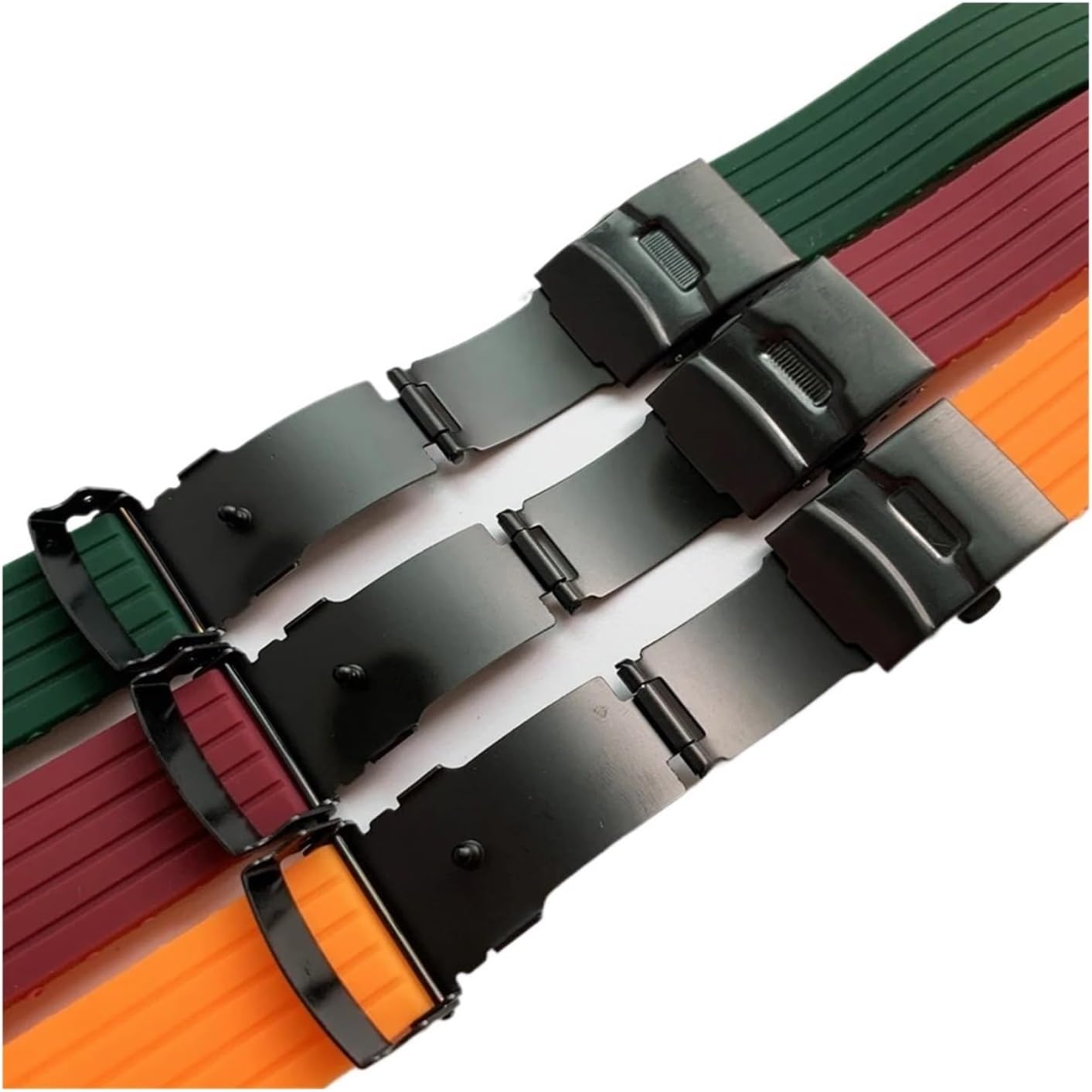 XILILHC 18mm 20mm 22mm 24mm Sport Silicone Watch Band Waterproof Rubber Folding Buckle Strap Bracelet Accessories