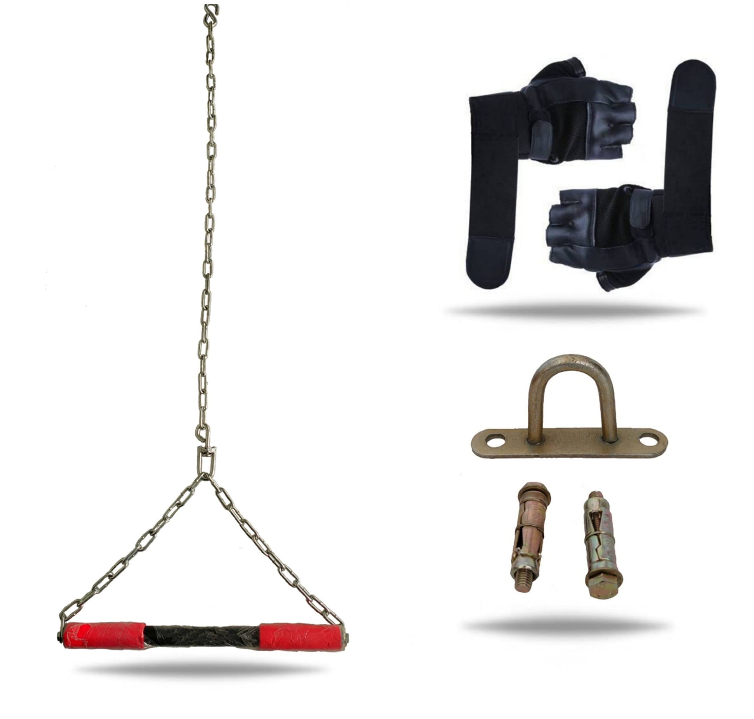SKMT NEVER LOSE UNTIL YOU WIN Hanging Rod Chin ups and Pull Ups Exercise with Heavy Duty Chain Combo Pack (Hanging Rod/Gym Gloves/Celling Hook/with 8MM SNAP Hook)-image-18