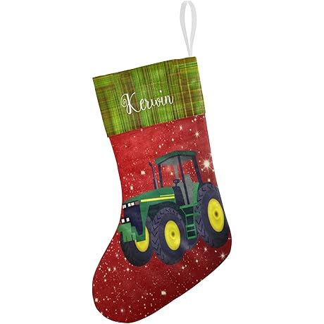 Green Tractor Christmas Stocking