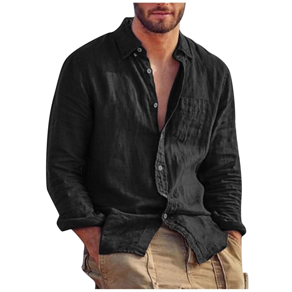 Ymosrh Shirts for Men, Men Casual Shirt Button Down Long