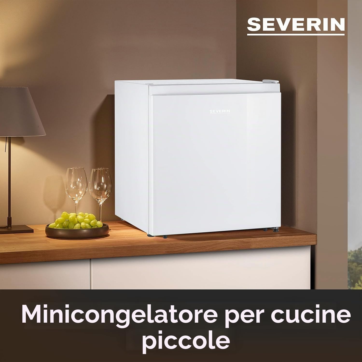 SEVERIN Mini Congelatore, 32 Litri, 4 Stelle, Silenzioso (39 dB), Porta Reversibile, Regolazione Temperatura, Ripiano in Vetro, 48,0 x 44,5 x 50,0 cm, Bianco - GB 8886