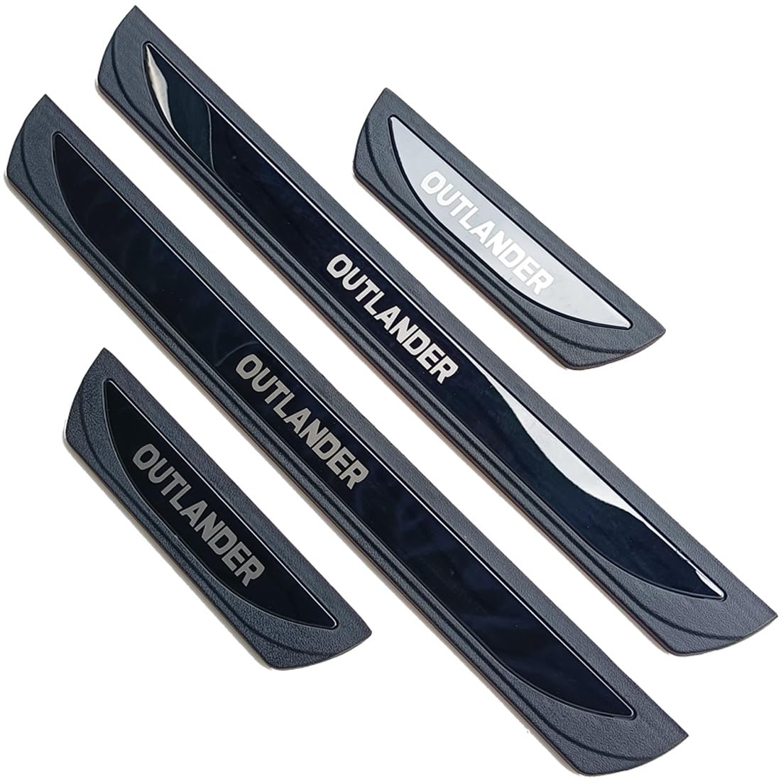 Stainless Door Sill Protector Kick Plate Entry Guard Kit for Mitsubishi Outlander PHEV 2026 Accessory (Black Chrome Outlander)