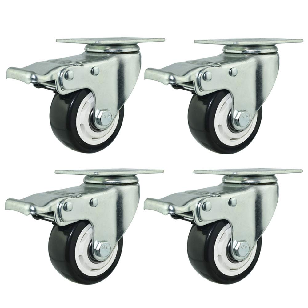 GBRJUYF Heavy Duty Swivel Caster Wheels 3" - Silent PU Furniture Casters with Brake - Durable Castors for Smooth Mobility & Stability - Perfect for Office Chairs & Heavy Equipment