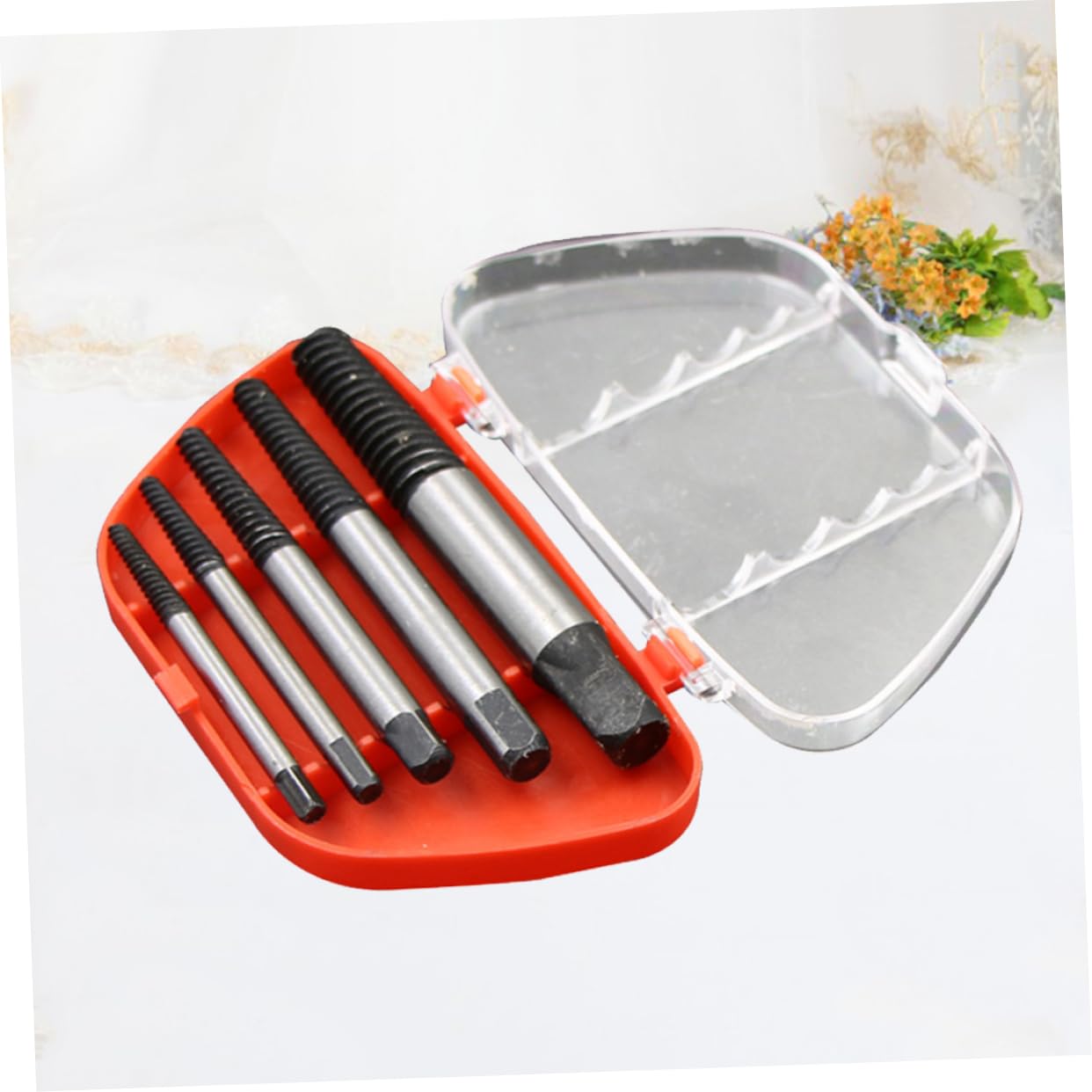 Homoyoyo Simple Practical Metal Screw Extractor 5pcs Set Storage Box for Home Use Color