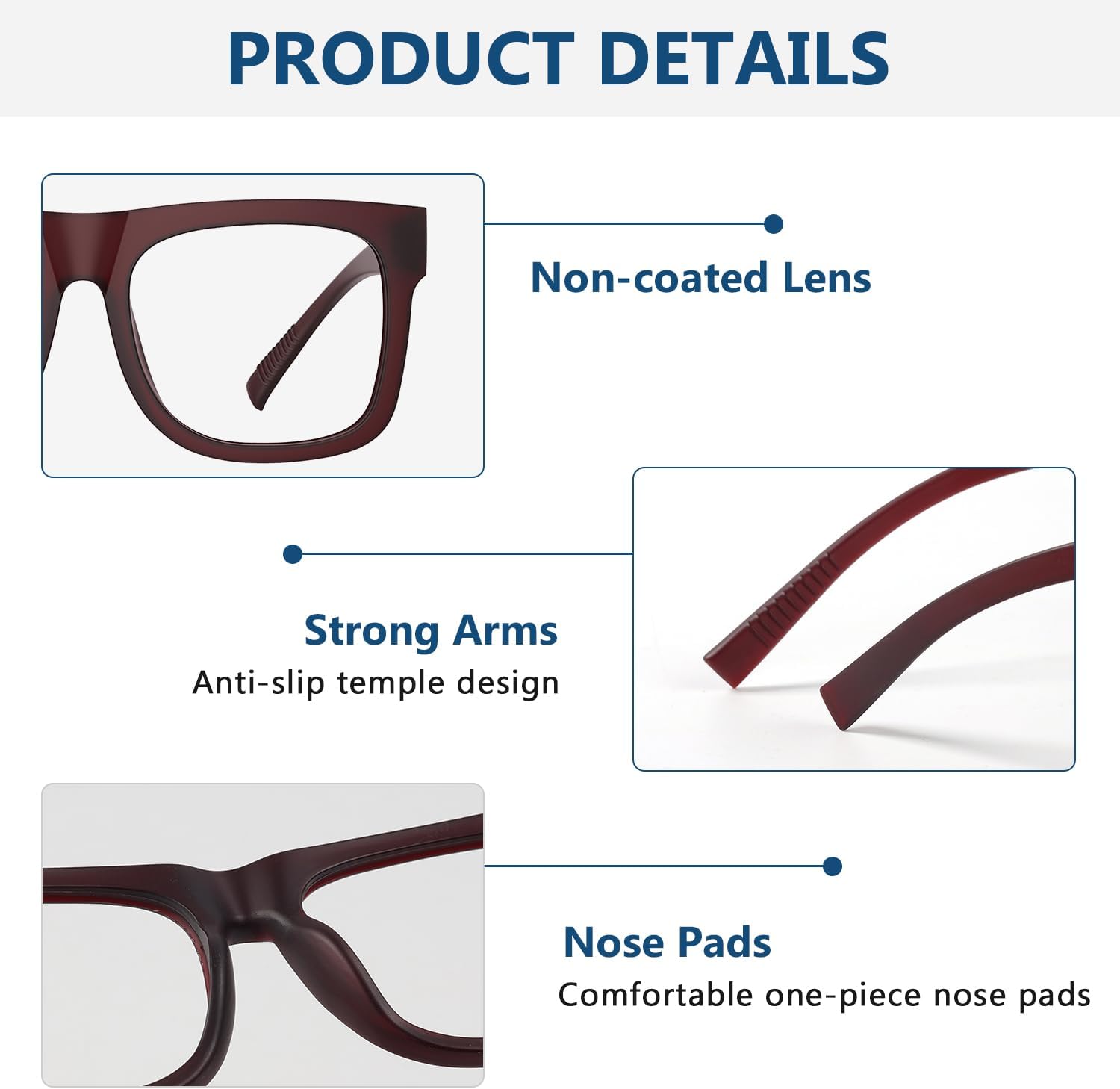 Eyekepper 6 Pack Blue Light Blocking Reading Glasses Oversized Metalless Screwless Spring Hinges Women Men Computer Readers