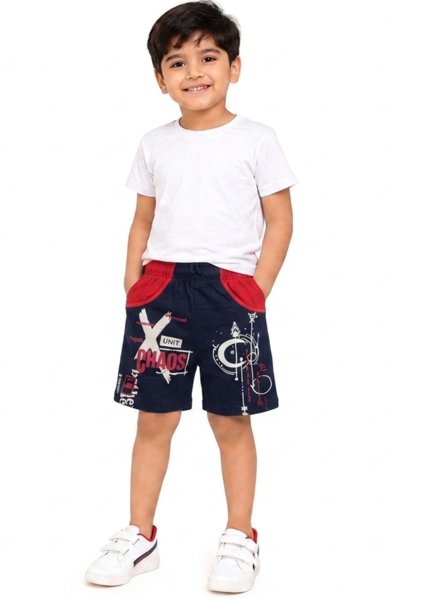 Kids Cotton Graphic Printed Shorts for Boys | Soft Breathable Casual Summer Shorts | Elastic Waist with Drawstring | Side Pockets for Boys 4-12 Years-picture-17