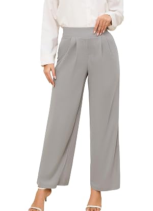 HVT Wide Leg Pants for Women High Elastic Waisted Work Pants Business Palazzo Trousers with Pockets