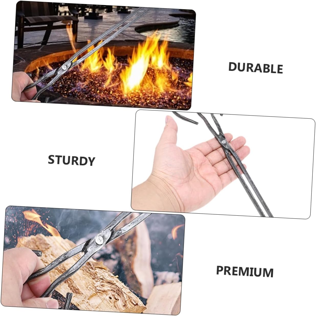 Unomor 2Pcs Extended Outdoor Fire Tongs Bbq Picker Garbage Clamp for Fireplace and Picnic Big Head Clips for Pickup and Grilling Maintenance