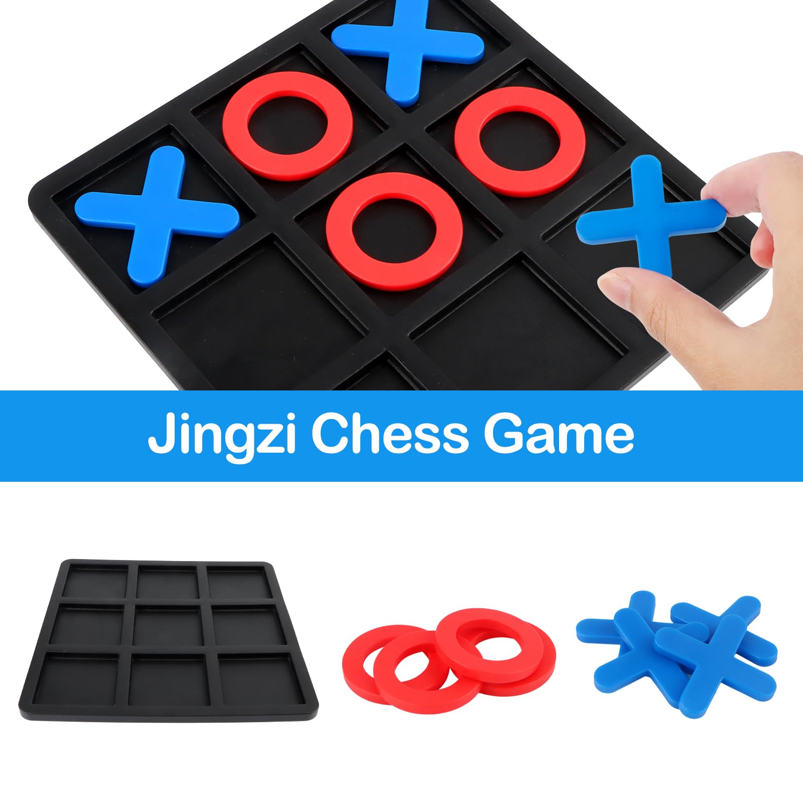 Tic Tac Toe Brettspiel Für Kinder Ab 3+ | 4 Spielvarianten | 16,5x16,5 Cm Brett | Fördert Denkfähigkeit & Eltern-Kind-Interaktion