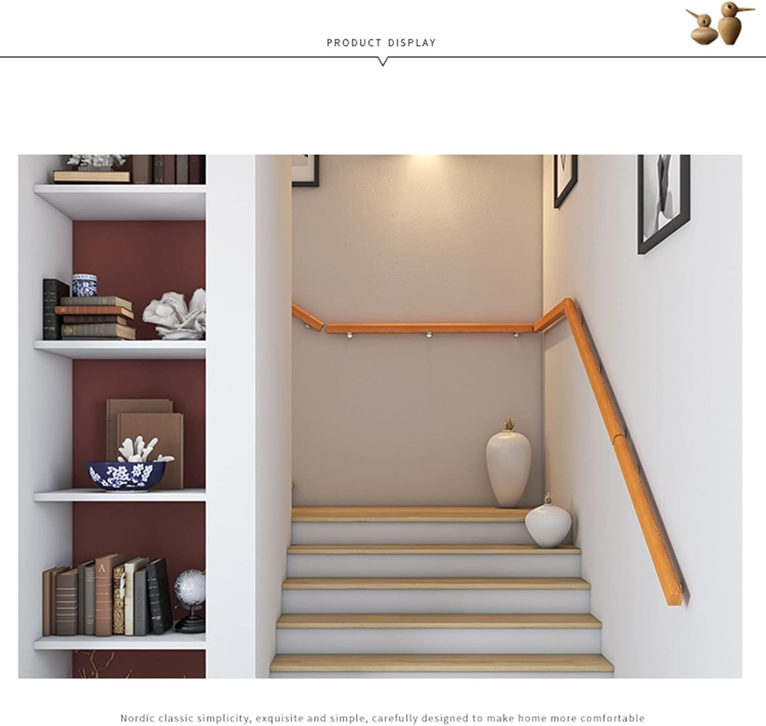 Wood Handrails for Indoor Stairs Steps, Non-Slip Pine Stair Banister Railing Wall Mounted Home Garden Corridor Lofts Decking Railings Corridor Support Rod (Size : 80cm)