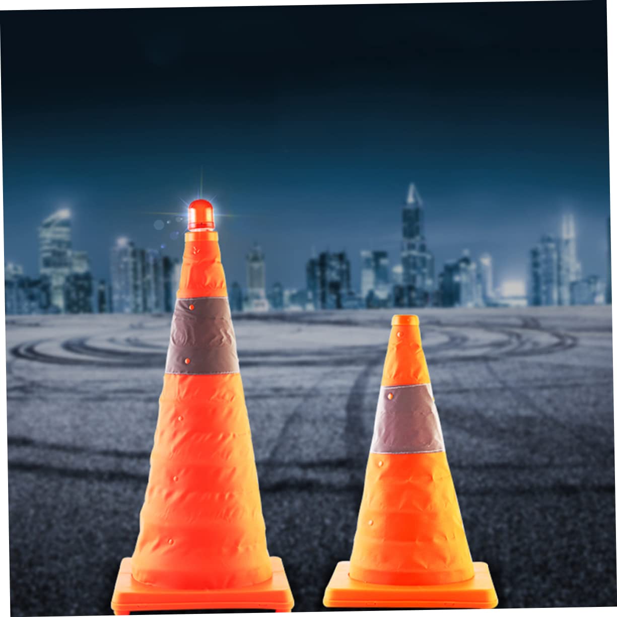 Cône Routier Pliable Réfléchissant 1 Pièce, avec Lampe LED