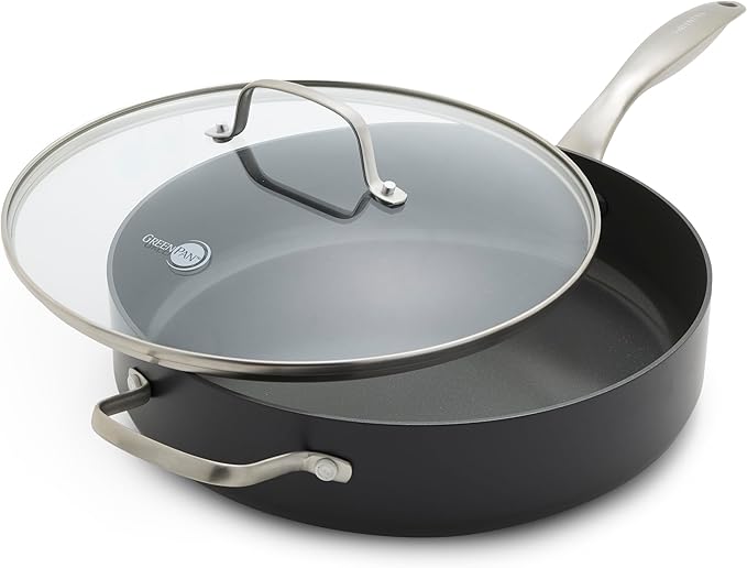 GreenPan Canterbury 5 quart hard anodized ceramic saute pan with glass lid