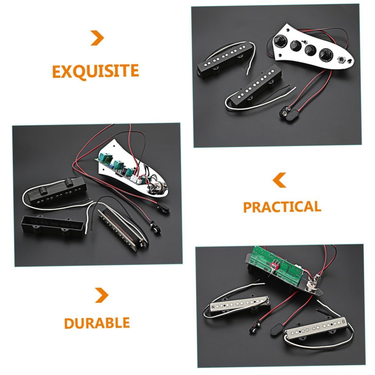 Set di Pickup per Basso Elettrico Jb a 5 Corde, Ferro Argento, Ricambio per Accessori Basso | Argento, Finitura Resistente allo Sfaldamento, Struttura Poco Deformabile, per Appassionati di Basso