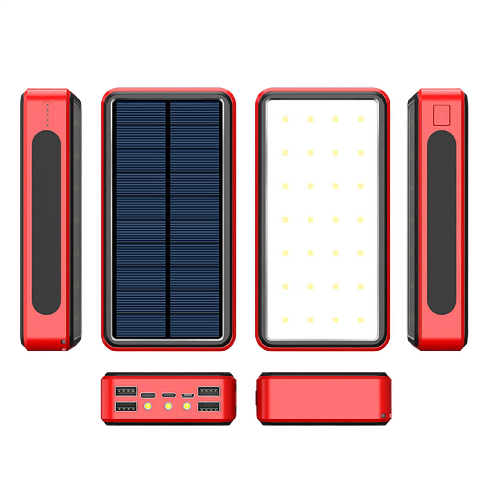 50000mAh Banco De Energía con Cargador Portátil | Cargador Solar Batería Externa 4 Puertos | Cargadors Solar Power Bank con Linternas LED | Ideal para Viajes Y Emergencias