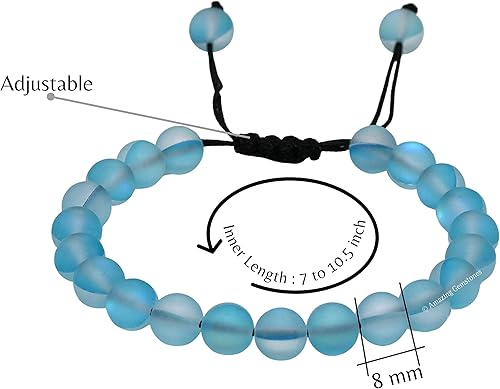 Miniatura 3 de Aquamarine Mermaid Glass Bracelet for Women Men's Gifts - Glowing Sea Glass Bracelet - Beaded Adjustable Bracelet Pulseras Para Hombres Mujer