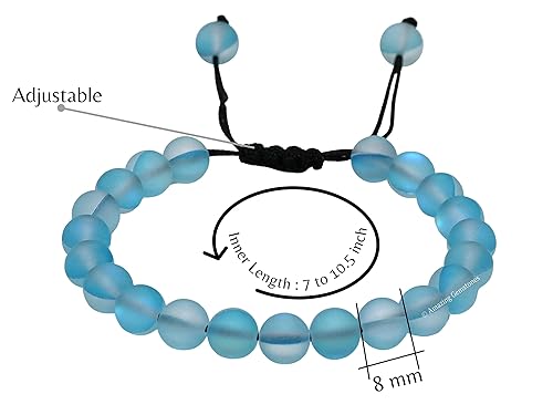Miniatura 3 de Aquamarine Mermaid Glass Bracelet for Women Men's Gifts - Glowing Sea Glass Bracelet - Beaded Adjustable Bracelet Pulseras Para Hombres Mujer