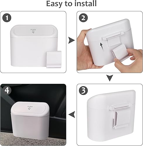 Miniatura 4 de Accmor - Paquete de 2 botes de basura con tapa para automóvil, mini organizador con 2 rollos de bolsas de basura para vehículo, portátil, para