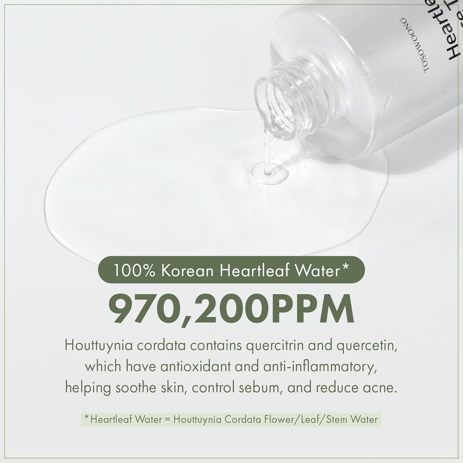 TOSOWOONG Heartleaf Face Toner with 970,200ppm Heartleaf Water, Centella, Hyaluronic Acid, Witch Hazel, Trouble Care, Acne-Prone, Calming, Hydrating, Purifying, Korean Skin Care, 250ml, 8.45 fl.oz. - Image 3