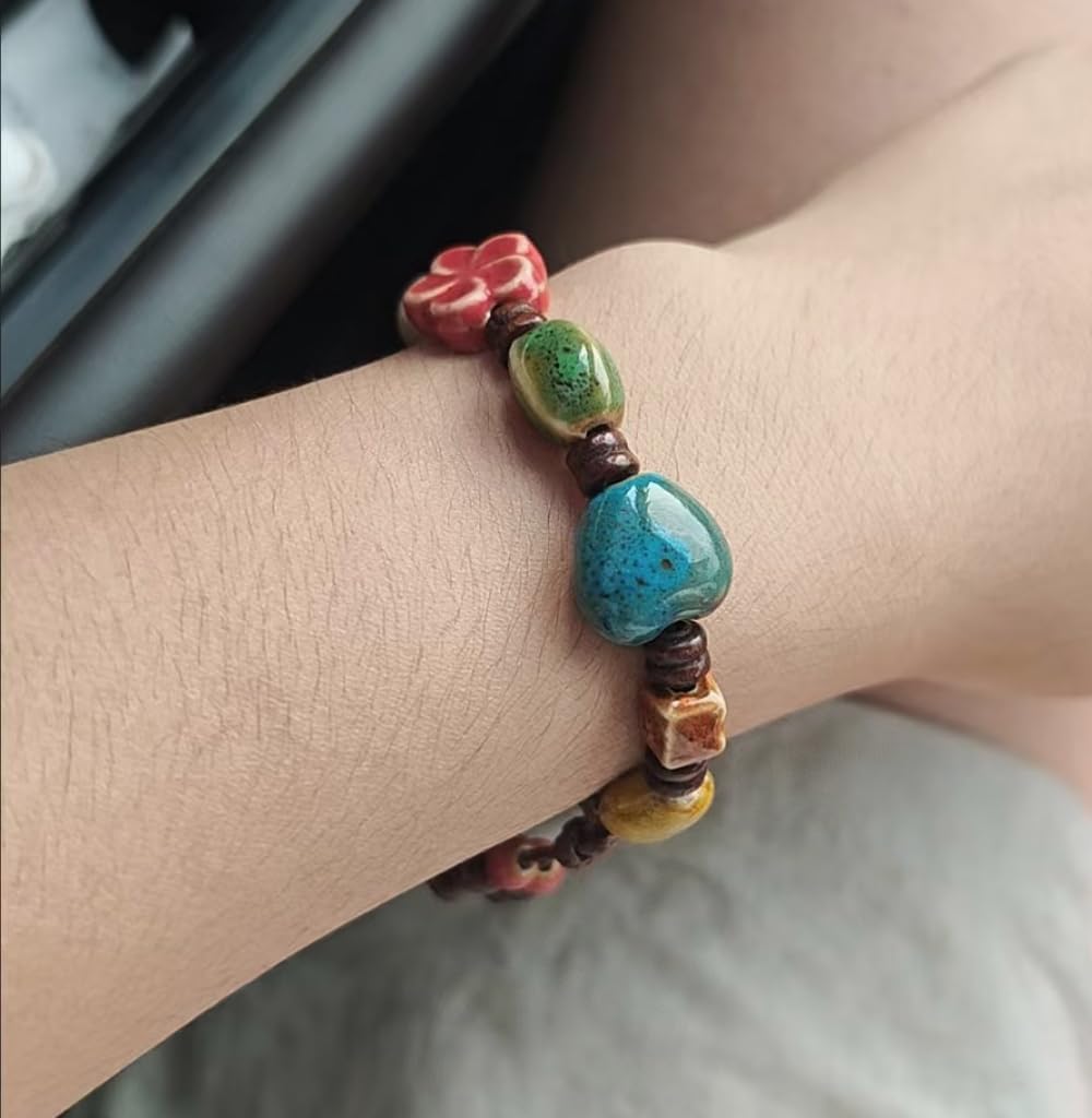 Boho Colorful Porcelain Ceramic Beaded Bracelets Summer Beach Elastic Stretch Bracelets Non Tarnish Handmade Bohemian Rainbow Stretchy Everyday Bracelet for Women Boho Jewelry Gift for Vacation - Image 8