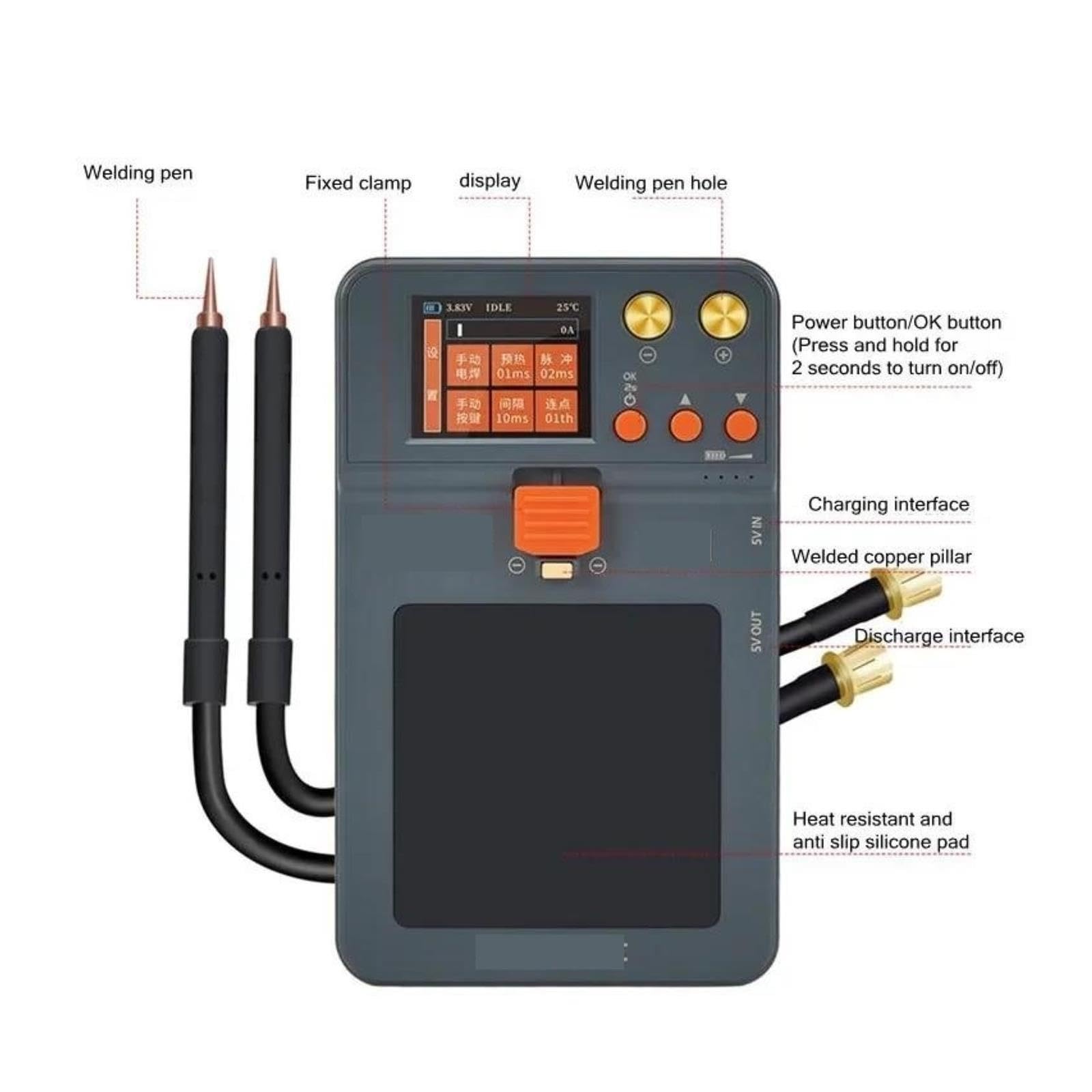 Poste de Soudure, Soudeur par points Portable intégré pour la réparation de feuilles Nickel cellules batterie téléphone, 1 paquet