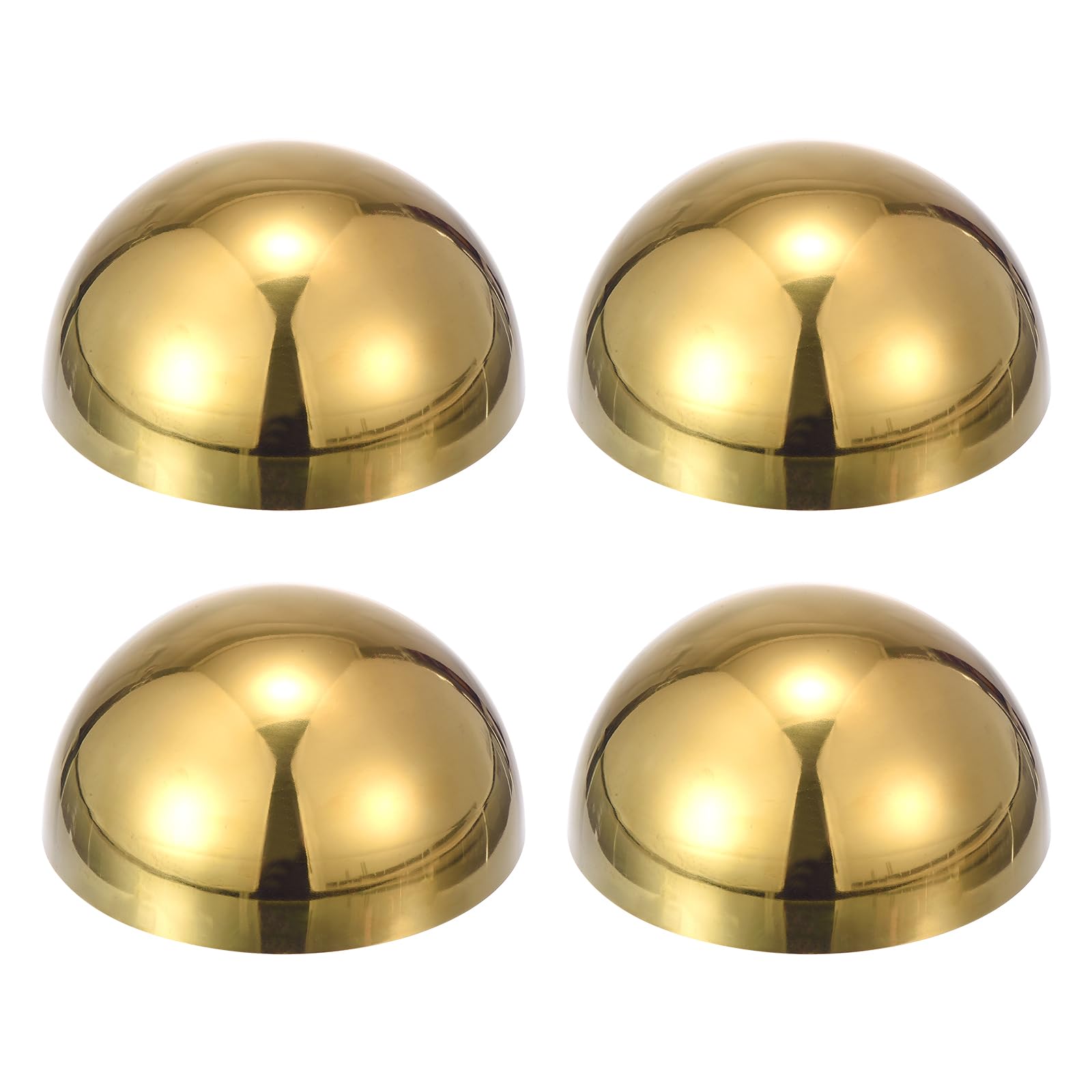 sourcing map 4pcs Stainless Steel Gazing Sphere, 5.3Inch 135mm Hollow Mirror Polished Hemisphere Wall Decor Semi Ball Reflective Outdoor Ornament for Garden Gate Stair Handrails, Golden