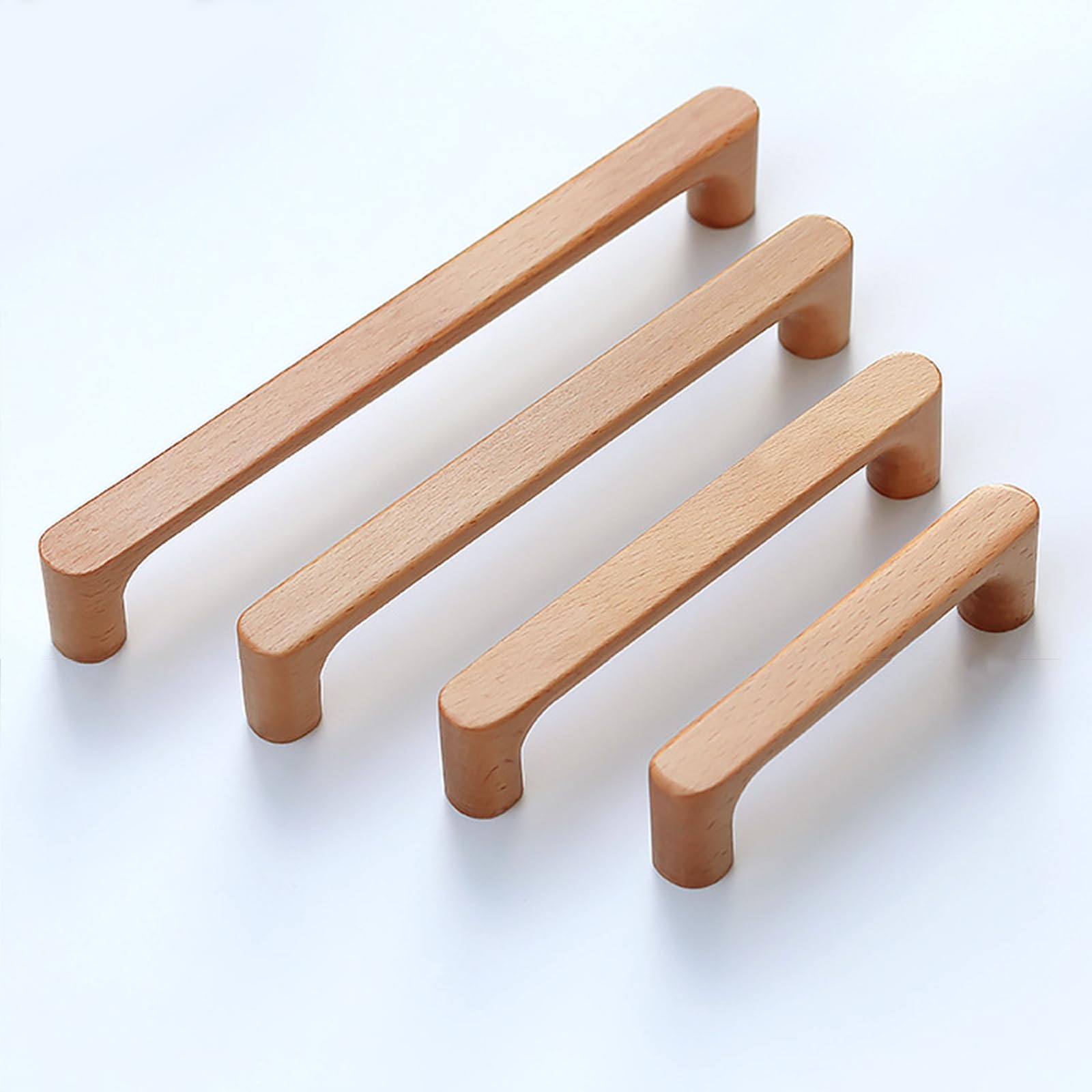 KOVNISE 6 PCS Cabinet Pulls Solid Wood Pulls Beech Original Wood Color Simple Modern Style for Cabinet Cupboard Door Drawer Dresser Drawer 160MM