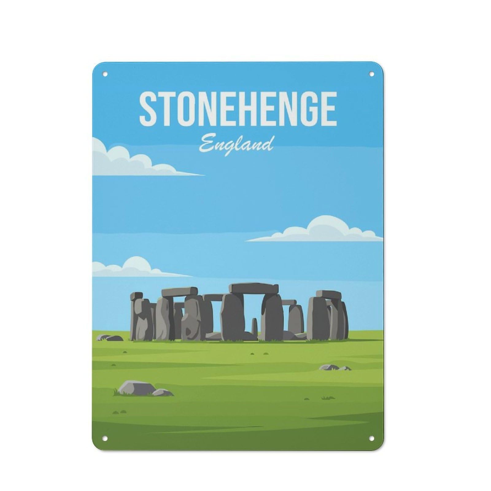 Junmoney Style-15 Metal Wall Sign 40X30cm Featuring Stonehenge England For Café Or Home Bar, For Collectors Decorating Cafés And Home Bars