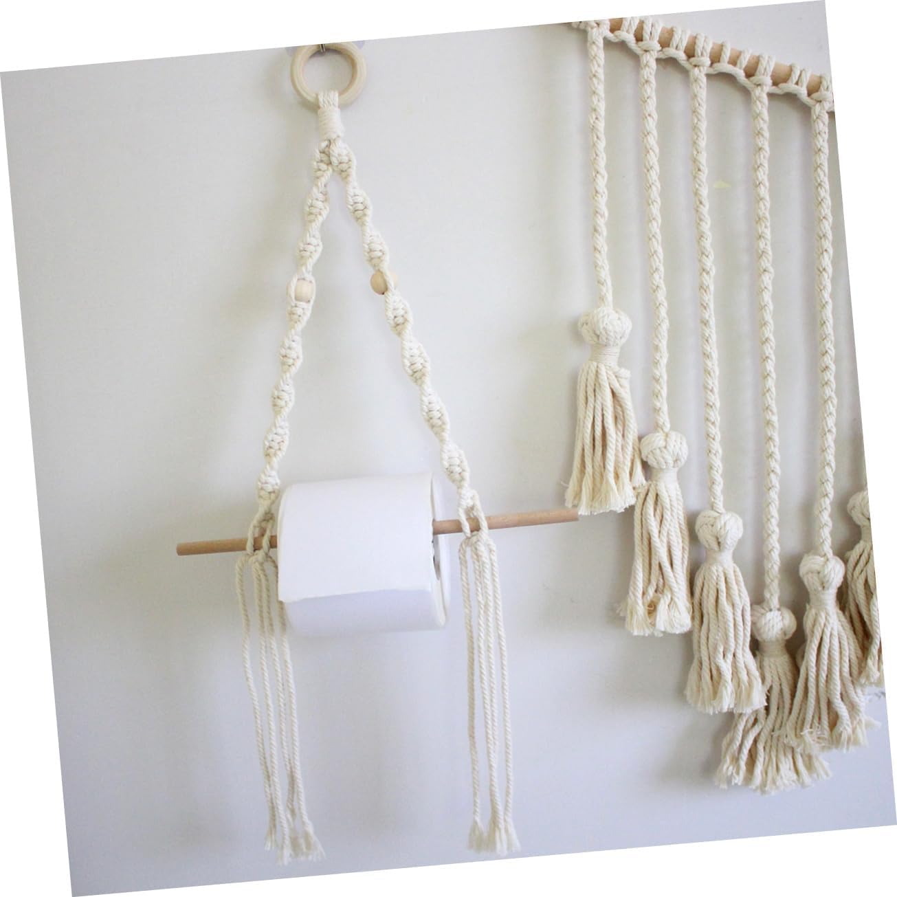 Macrame Toilet Paper Holder, Boho Bathroom Accessory for RV, Camper & Home