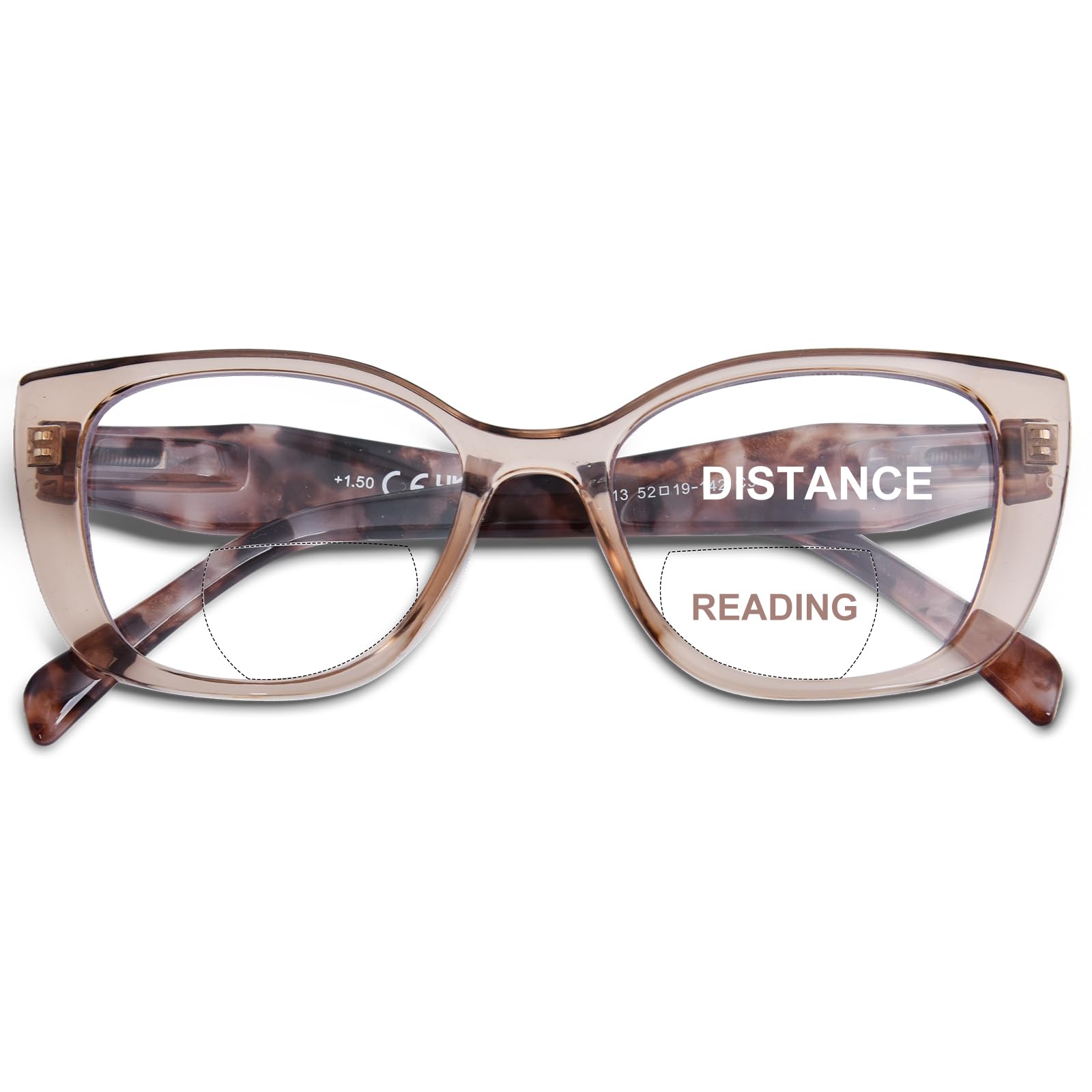 Photo 1 of FONHCOO Bifocal Reading Glasses for Women, Blue Light Clear Top Computer Readers Anti UV/Eyestrain Eyewear with Spring Hinge(Lbrown 3.0)