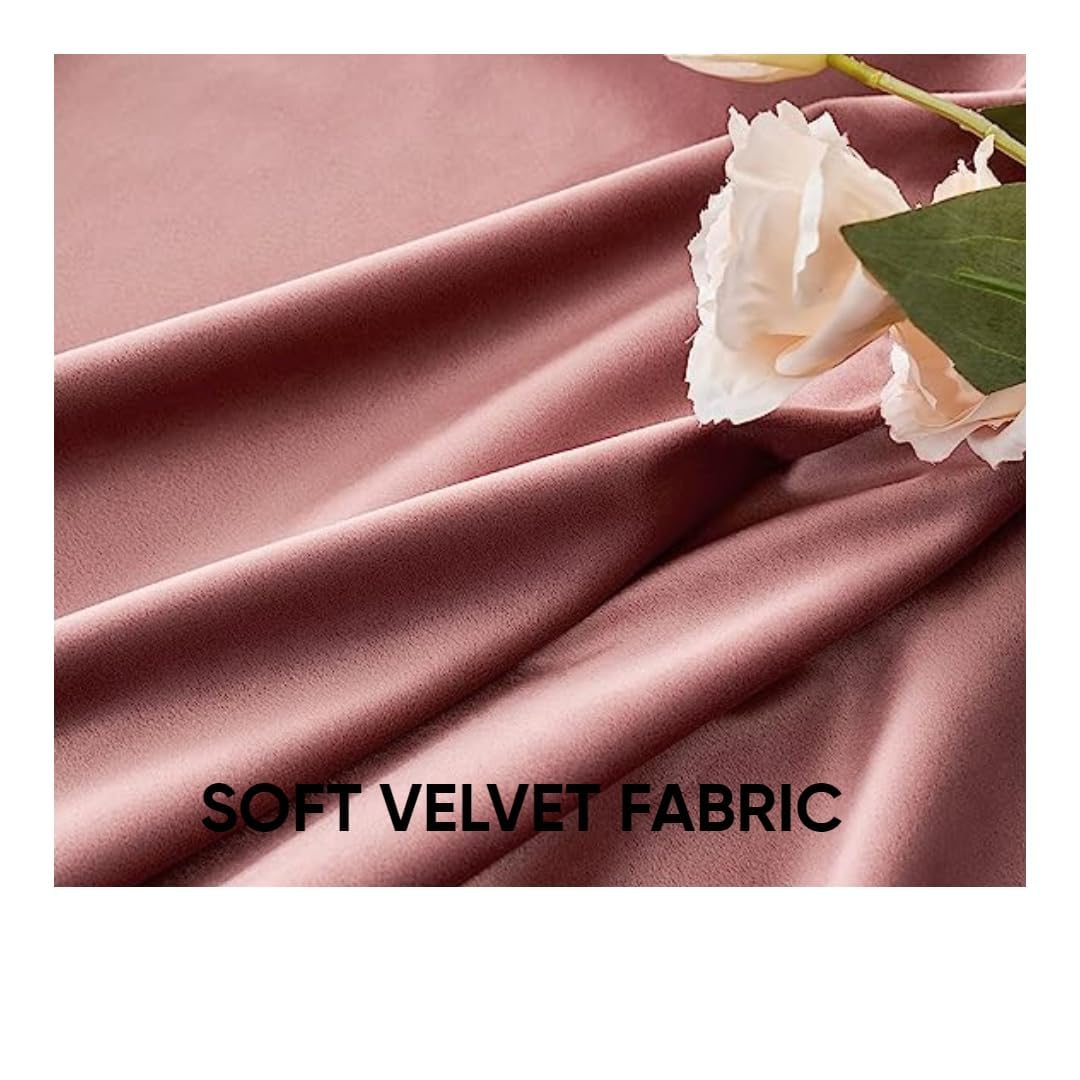 aeTHEric Velvet Eyelet Door Curtains with pom pom Lace for Living Room Bedroom Kitchen 7 feet 1 pc 1