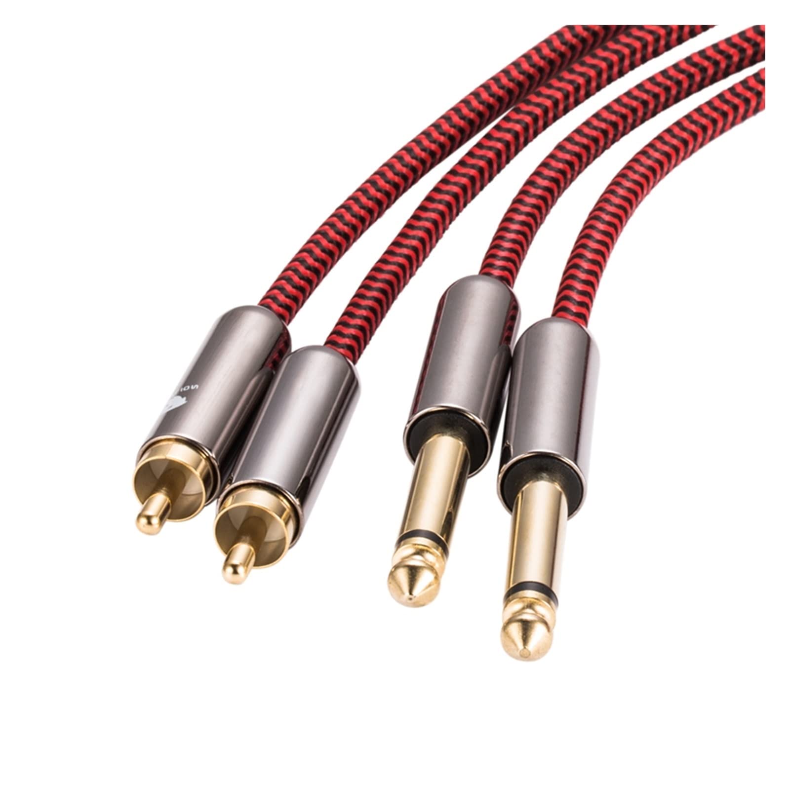 Cavo Audio Da 6,35 Mm A 2 RCA Maschio – Doppio TS A 2 RCA, 25 Cm, Per Amplificatori, Mixer E Hi-Fi