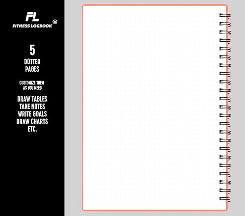 Miniatura 5 de Cuaderno de registro de fitness (melocotón)  Diario de entrenamiento sin fecha A5 para hombres y mujeres  Cubierta de plástico y papel grueso