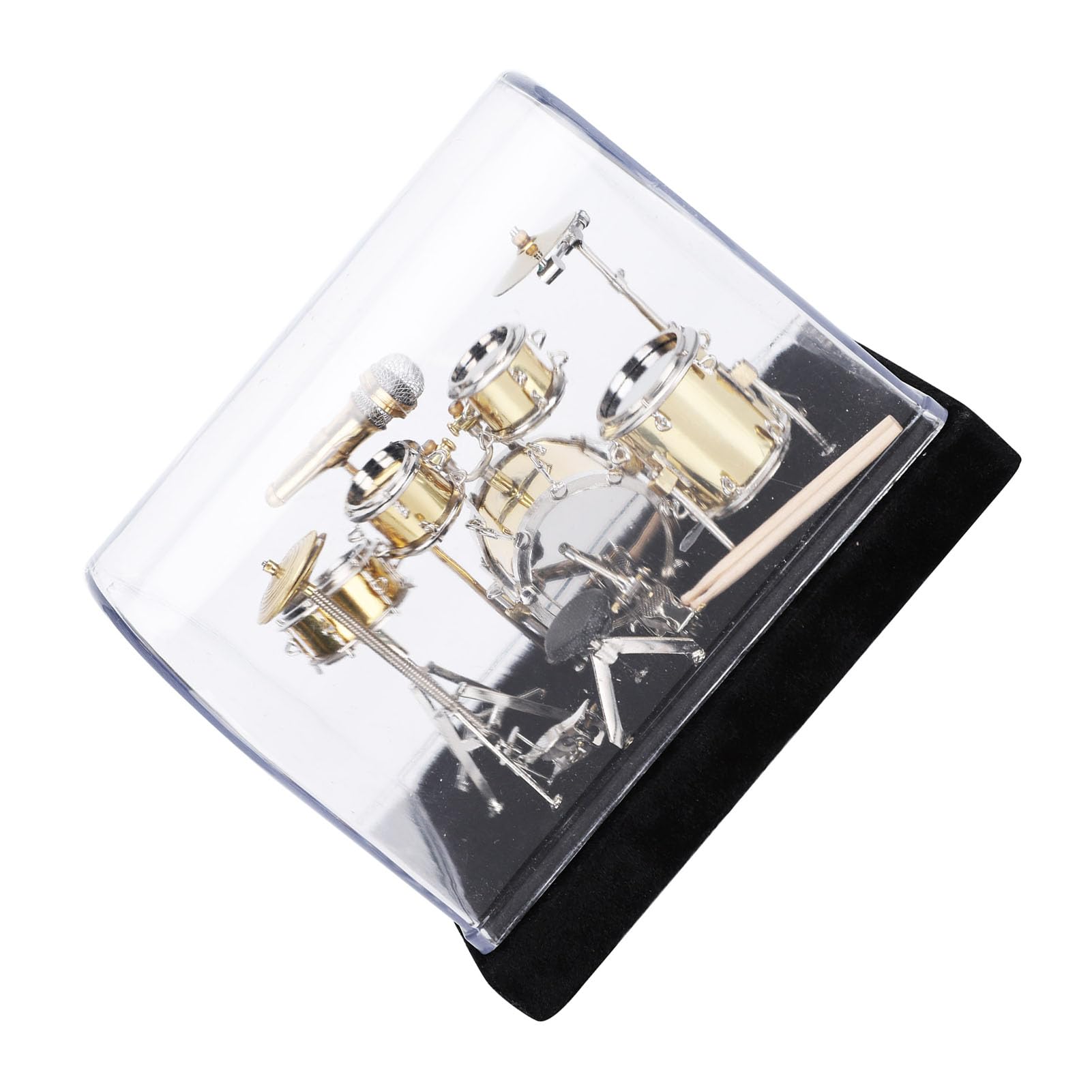 Aoresac Mini tamburo modello display set con bacchette & coperchio trasparente – Retro Desktop Ornament