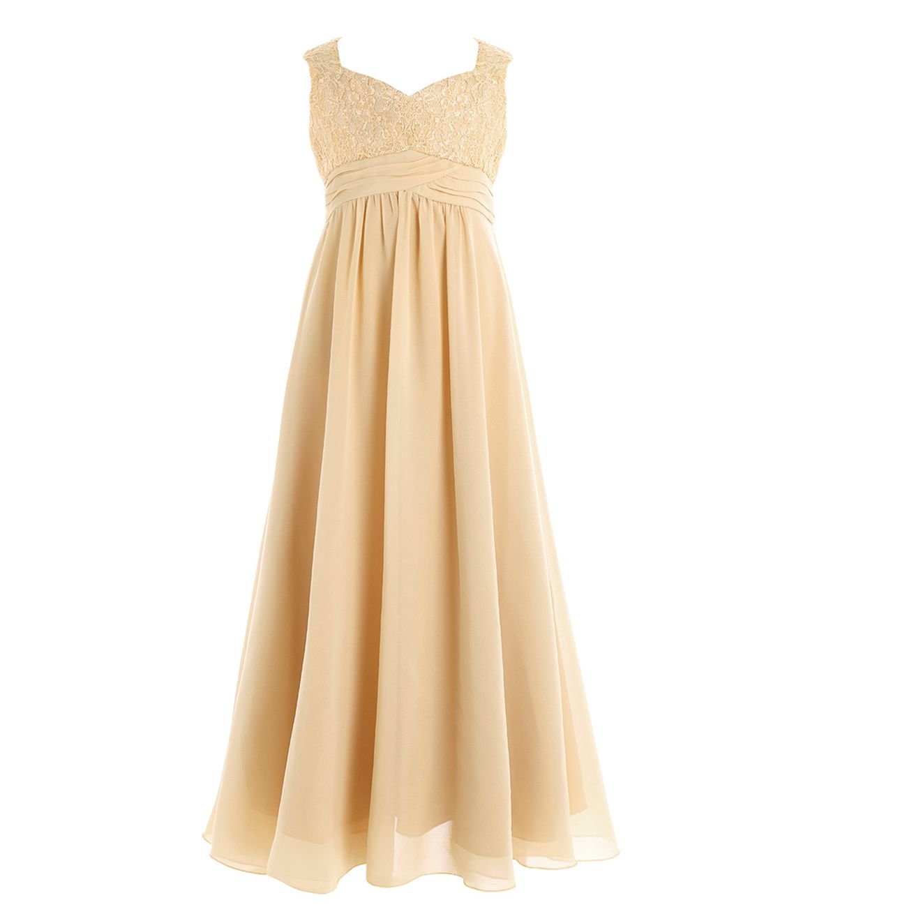 CHICTRY Big Girls Junior Chiffon Lace Wedding Party Bridesmaid Ball Gown Maxi Long Flower Dress