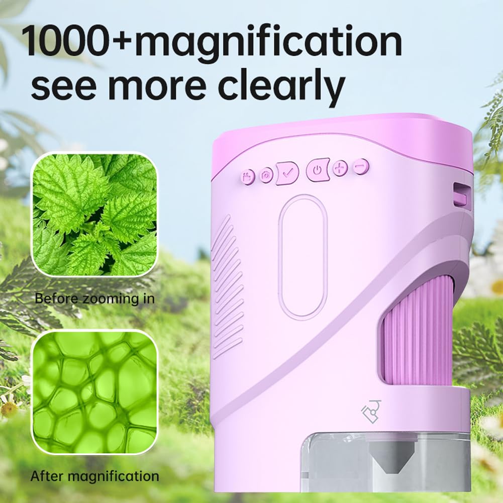 Przenośny mikroskop dziecięcy 1000x, 2,0-calowy ekran LCD, mikroskop dziecięcy o wysokiej rozdzielczości, 1080p, pedagogiczny mini mikroskop ręczny, obsługuje eksperymenty fotograficzne i wideo