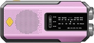 Genérico Radio de Emergencia Portátil, FM/Am Emergency Radio con Solar Recargable y Dinamo con Manivela con Linterna LED 2000mAh Powerbank SOS Alarma USB para Camping al Aire Libre