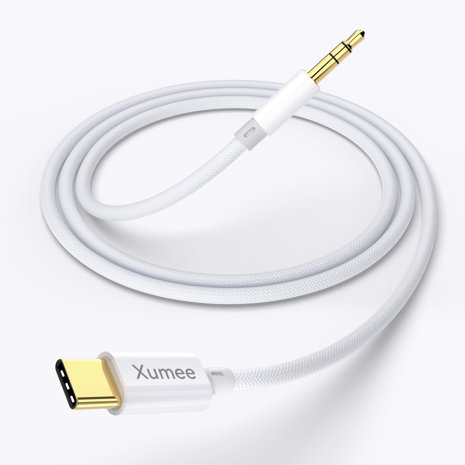 Xumee Cable auxiliar USB C a 3,5 mm, cable de audio auxiliar a USB C con DAC integrado (16 bits/48 kHz), trenzado de algodón, conectores chapados en oro, para iPhone 15/16/17, Samsung Galaxy y más