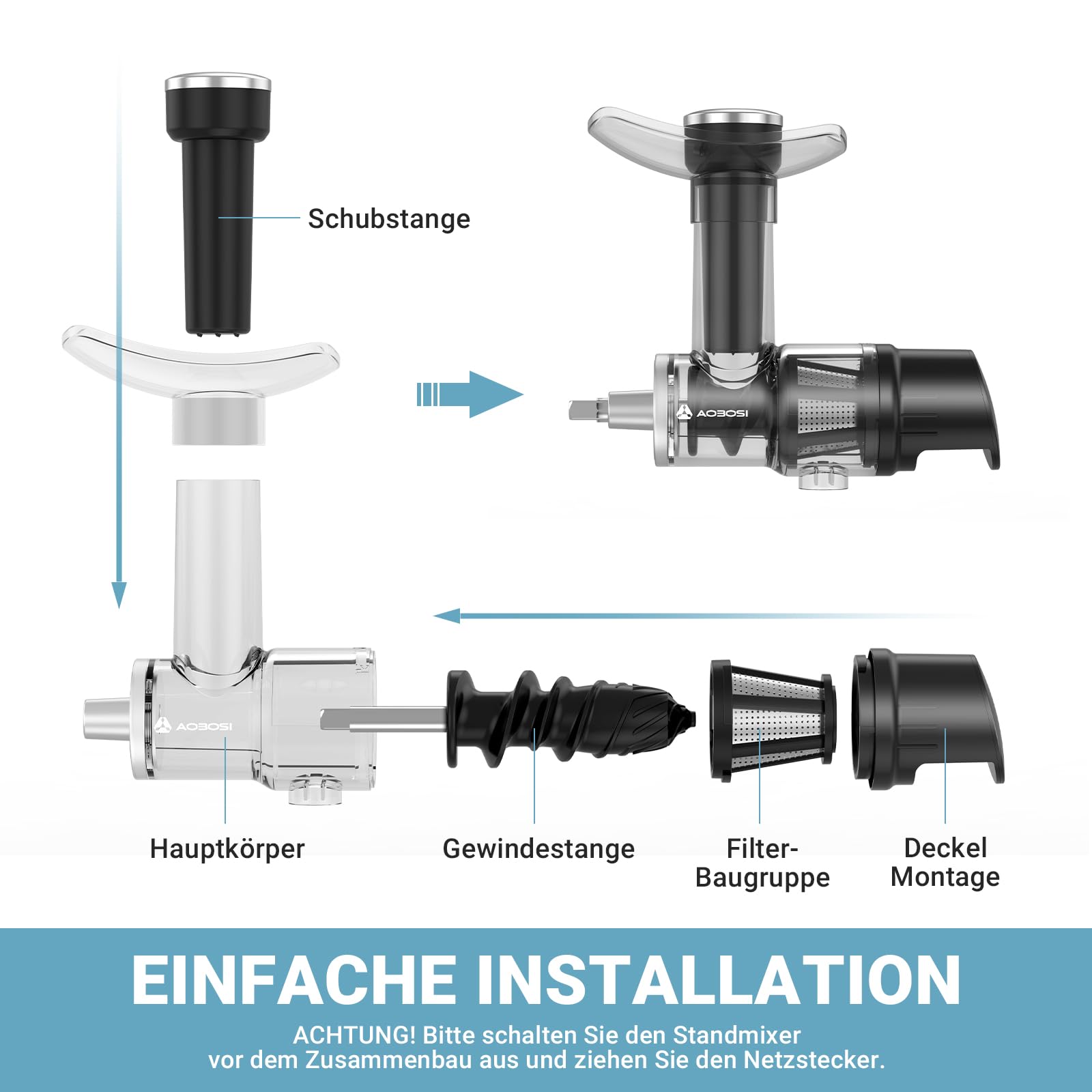 Entsafterzubehör Für Kitchen Aid-Zubehör - Entsafter Aufsatz Set Für KitchenAid Mixer - Entsafter-Zubehör Für KitchenAid Standmixer -Kitchen Aid Zubehör Für entsafter-(Ohne Gerät, Nur Mit Zubehör)