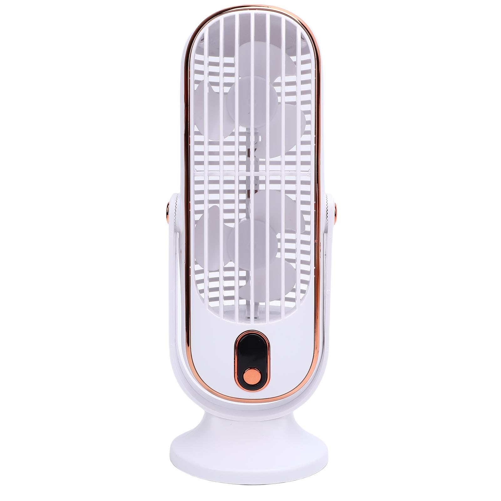 Desk Tower Fan Powerful 5 Speeds USB Rechargeable Portable for Home Office Kitchen Indoor ABS Material (White)