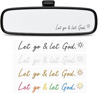 Trust in God Rear View Mirror Decals, 4-Pack Christian Car Stickers with Daisy, Black White Gold Rainbow Faith Accessories for Women, 3.94 x 0.43 Inch
