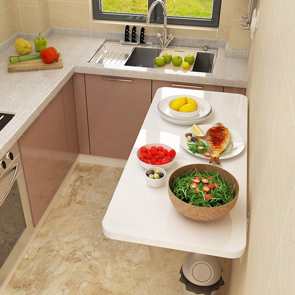 Wall Mounted Folding Kitchen Console Dining Table Home Small Apartment Writing Desk Computer Desk 4 Colors 12 Sizes Workbench/Garage/Laundry/Utility Room/Bar (White 70x50cm/28x20 i