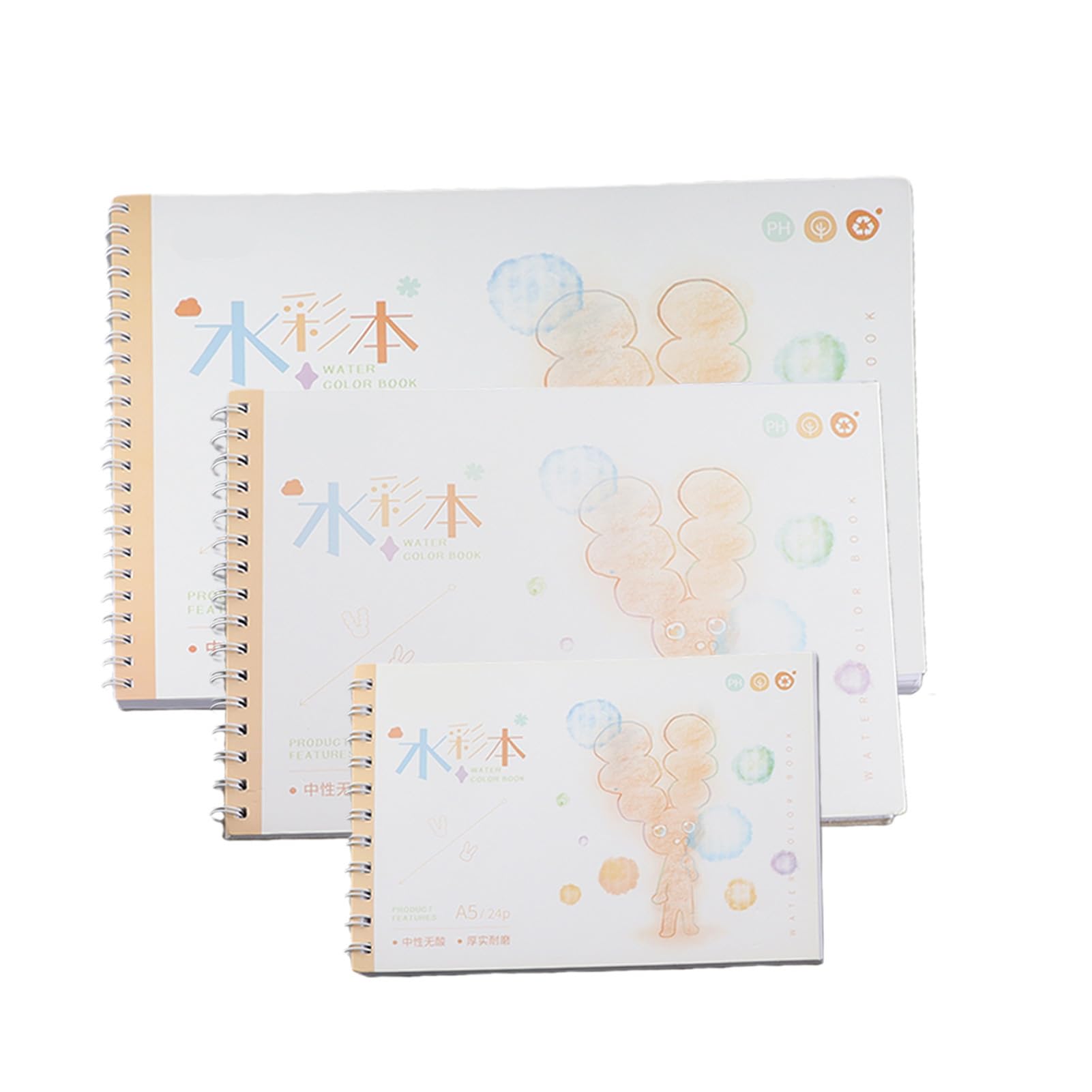 Blocs d'aquarelle gratuits de 180 g avec 24 pages, paquet de 3 pour artistes et formats A3, A4, A5
