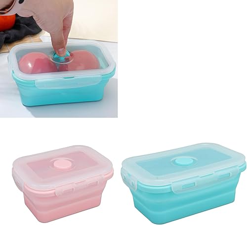 Miniatura 2 de Alvinlite Recipientes de silicona para almacenamiento de alimentos con tapas, fiambrera plegable, contenedor para preservar la frescura de la comida