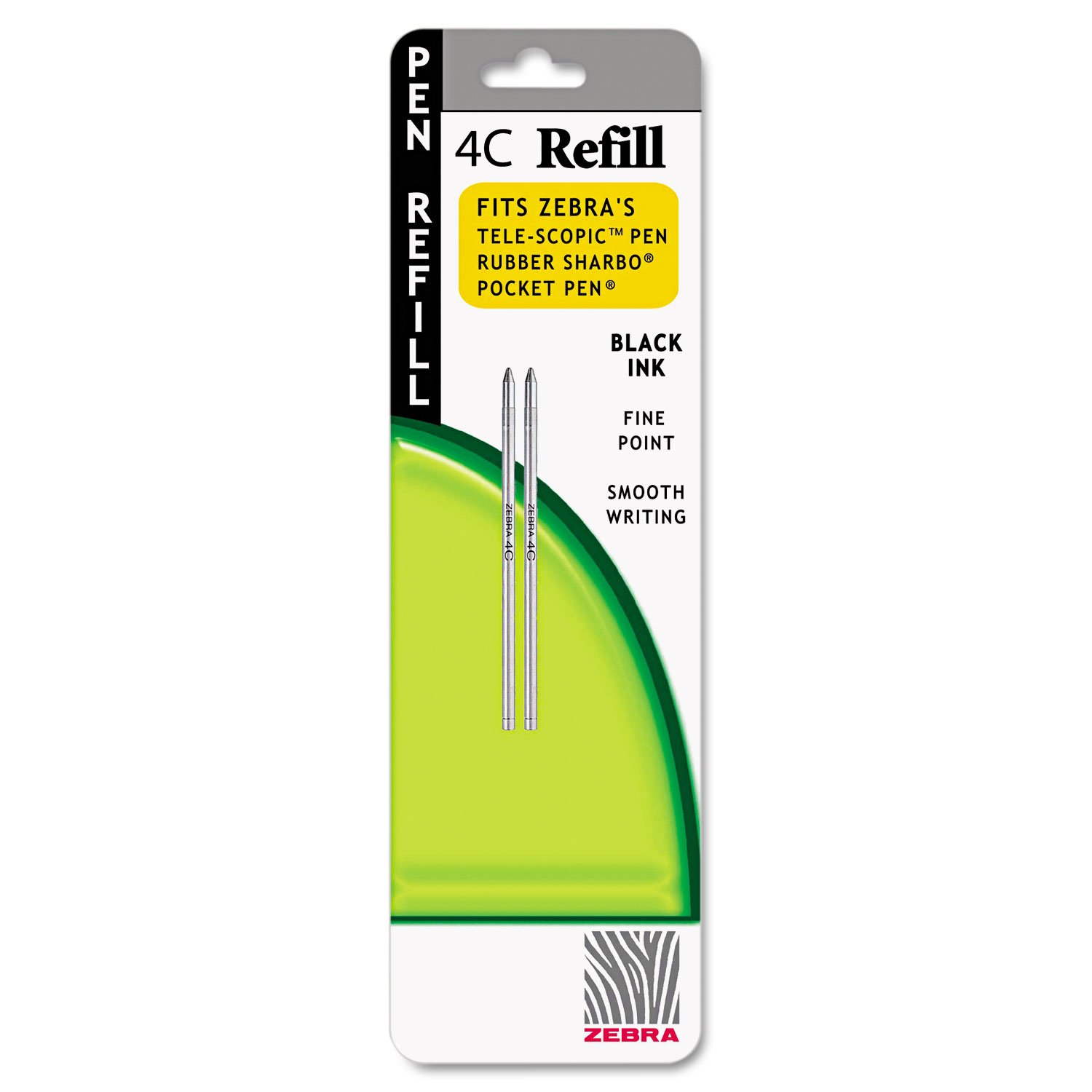Zebra 85612 Refill for StylusPen Twist and 4C Pocket Pens, Fine, Black Ink, 2/Pack
